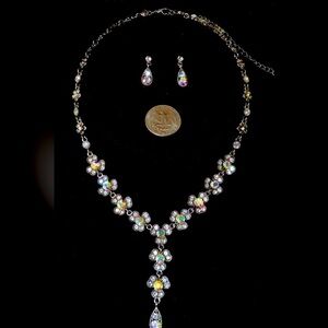 NWT Sterling Silver Crystal Necklace Earrings Set